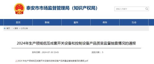 泰安市2024年生产领域低压成套开关设备和控制设备产品质量监督抽查情况通报与信息安全设备关联分析
